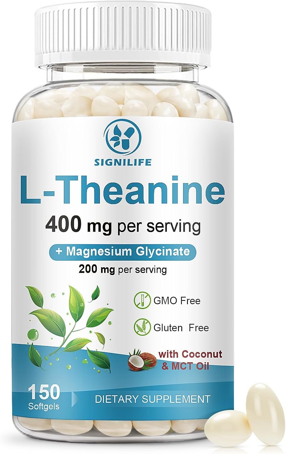 L-Theanine 400mg with Magnesium Glycinate,150 Softgels