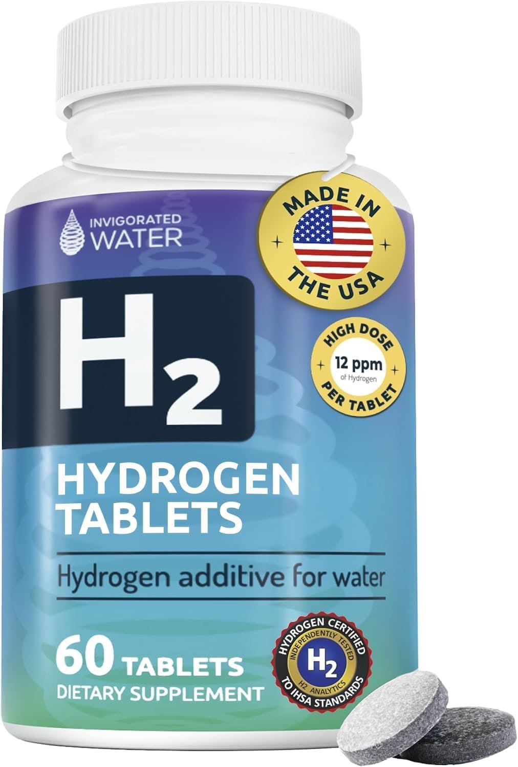Invigorated Water H2 Molecular Hydrogen Water Drinking Tablets, 60 Count