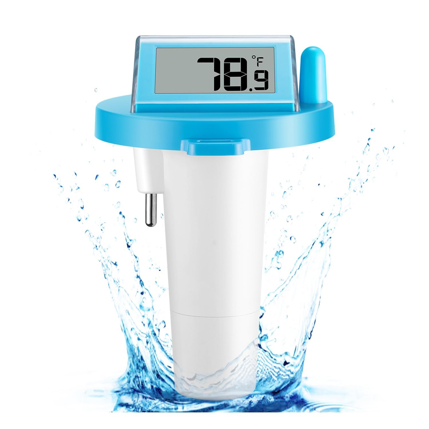 Solar Pool Thermometer Floating Easy Read – IPX8 Waterproof Digital Pool Water Temperature Thermometer for Swimming Pools, Hot Tubs, Ponds, Ice Baths