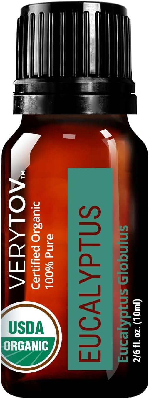 Premium USDA Organic Eucalyptus Essential Oil – 100% Pure Natural Undiluted, for Aromatherapy Diffuser, 10ml
