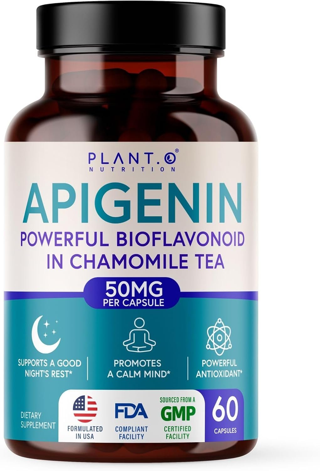 Apigenin 50mg Sleep Support & Relaxation – Melatonin Free Supplement