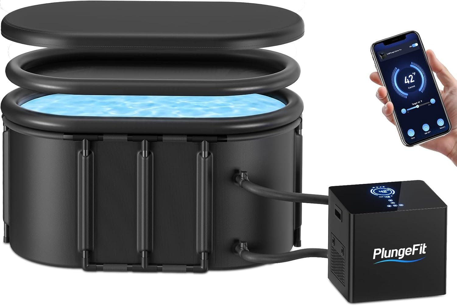 1/3 HP Ice Bath Chiller & 148 Gal Oval Cold Plunge Tub Kit for Cold Therapy