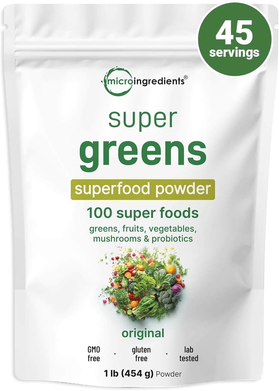 Micro Ingredients Super Greens Powder, 100 Superfoods, Green Drink Mix, 1lb