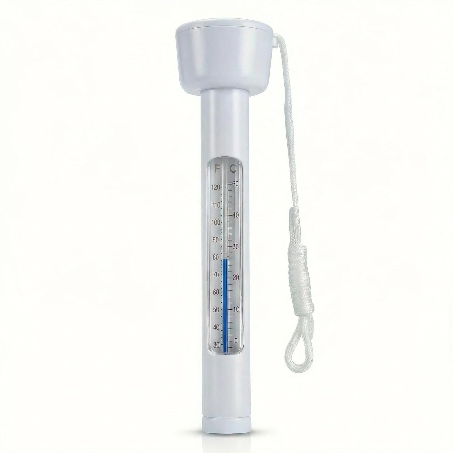 Pool Thermometer Floating, Water Temperature Thermometer with String, Large Size Easy Read & Shatter Resistant Pool Accessories for Outdoor & Indoor Swimming Pools, Spas, Hot Tubs & Aquariums.(White)