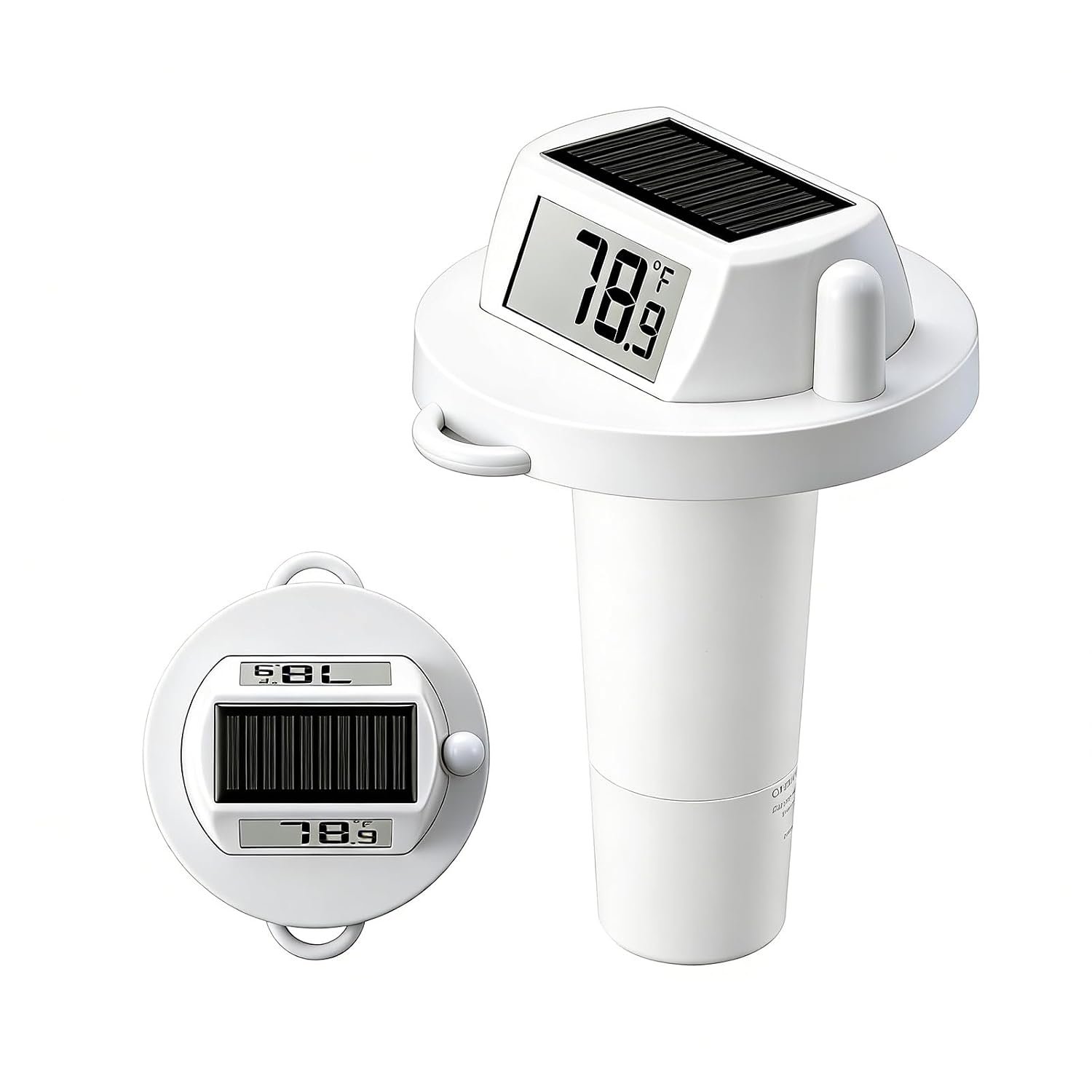 Pool Thermometer Floating, Digital Swimming Pool Thermometer, IPX8 Waterproof with Double Sided Display for Pond, Hot Tub, Aquarium (Solar Powered, White)