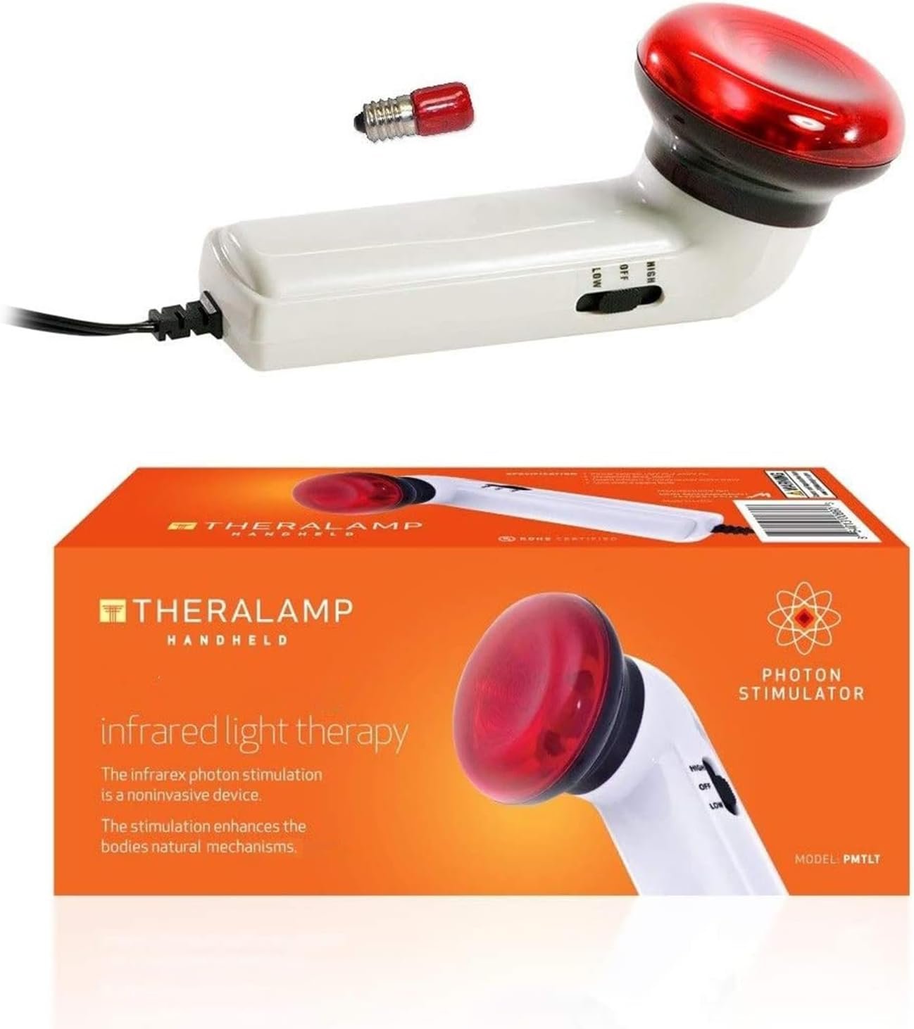 Red Light Therapy Infrared Heating Wand by Theralamp – Handheld Heat Lamp Includes Replacement Bulb