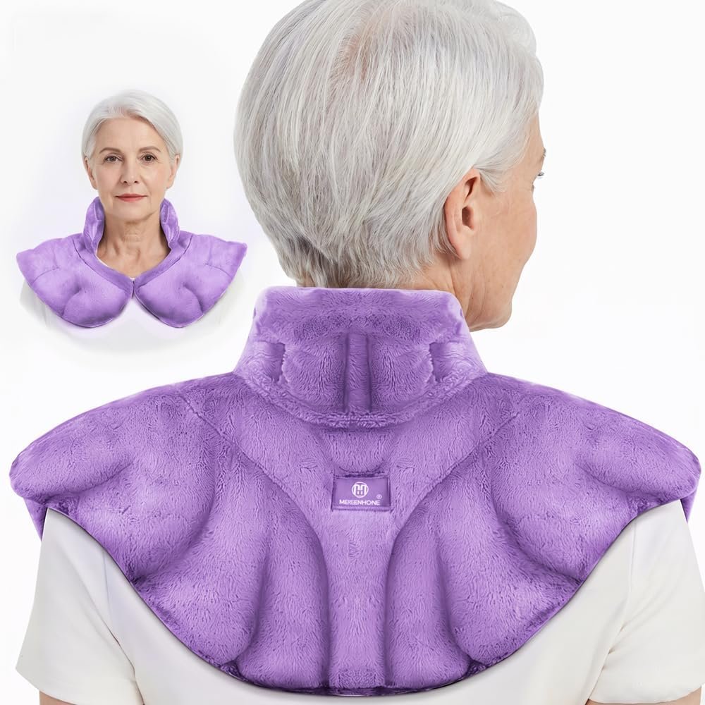 Microwavable Heat Pad for Neck and Shoulders, Warm Compress Wrap, Purple
