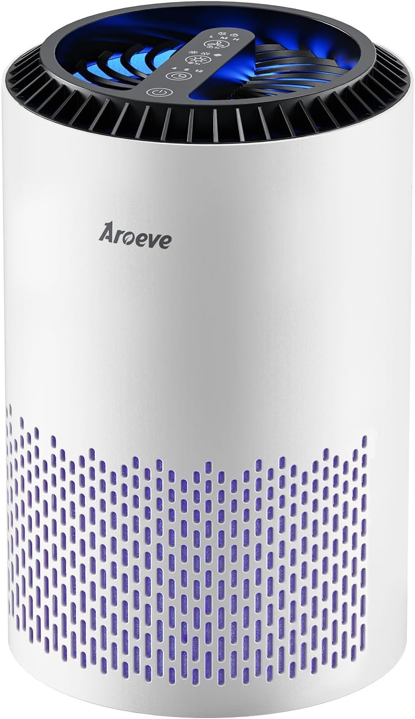 AROEVE Air Purifiers for Bedroom with Sleep Mode Speed Control-MK01A(White)
