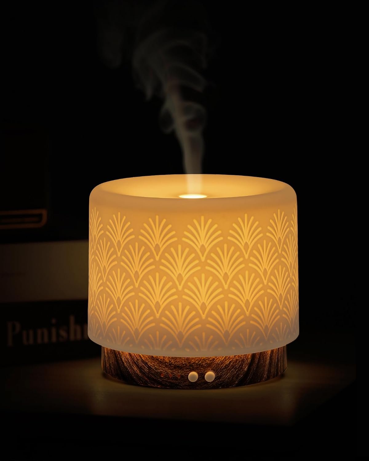 Essential Oil Diffuser – 280ml Ceramic Diffuser for Large Room & Commercial Use, 2.4MHz Aromatherapy Diffuser with Cool Mist Humidifier & Night Light, Ideal for Bedroom, Office, Yoga, Spa, Gifts