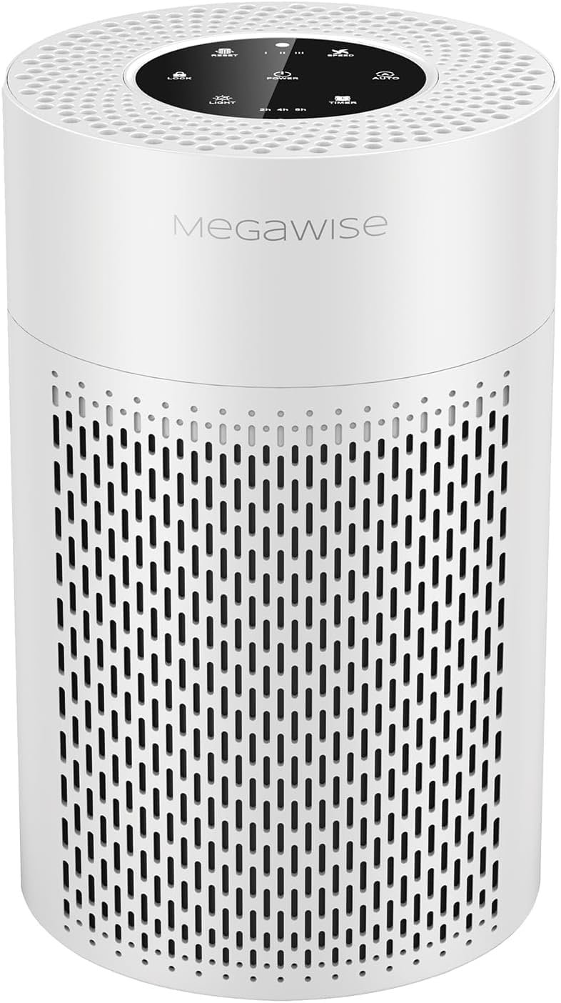 MEGAWISE H13 HEPA Air Purifier, Smart Sensor, Sleep Mode, White