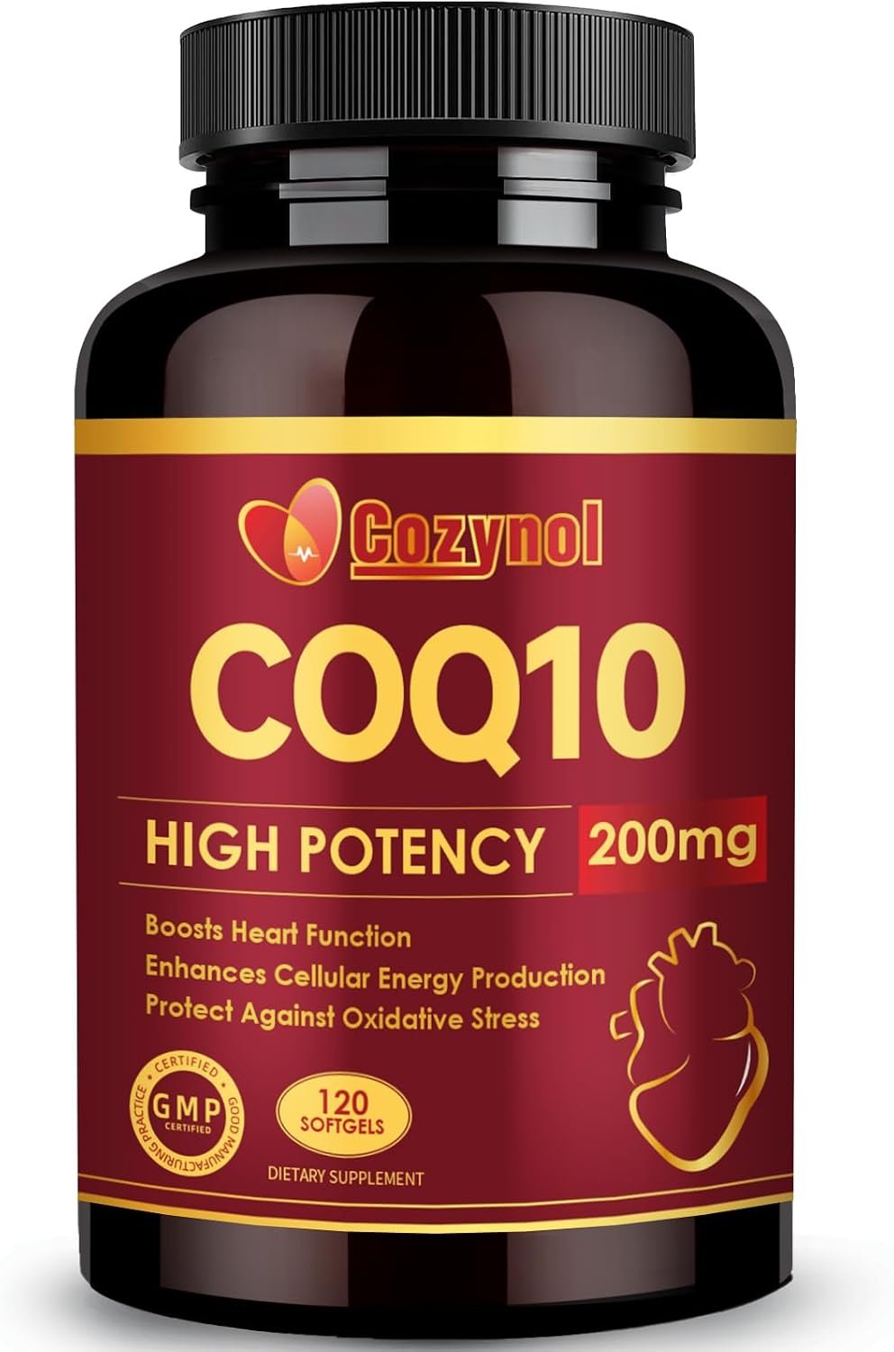 CoQ10 200mg Softgels with PQQ & Omega 3 Fish Oil, 120 Count