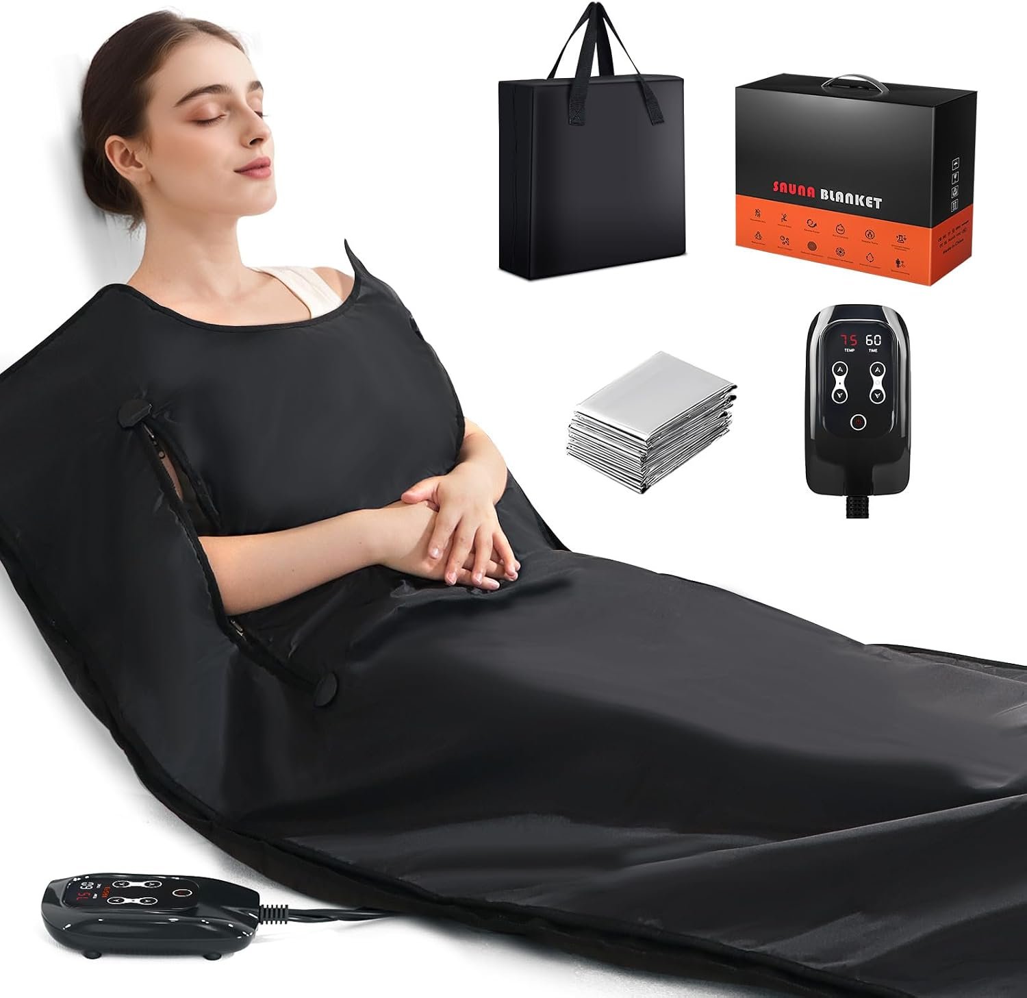Infrared Sauna Blanket with Low EMF and 9 Levels up to 86-176℉