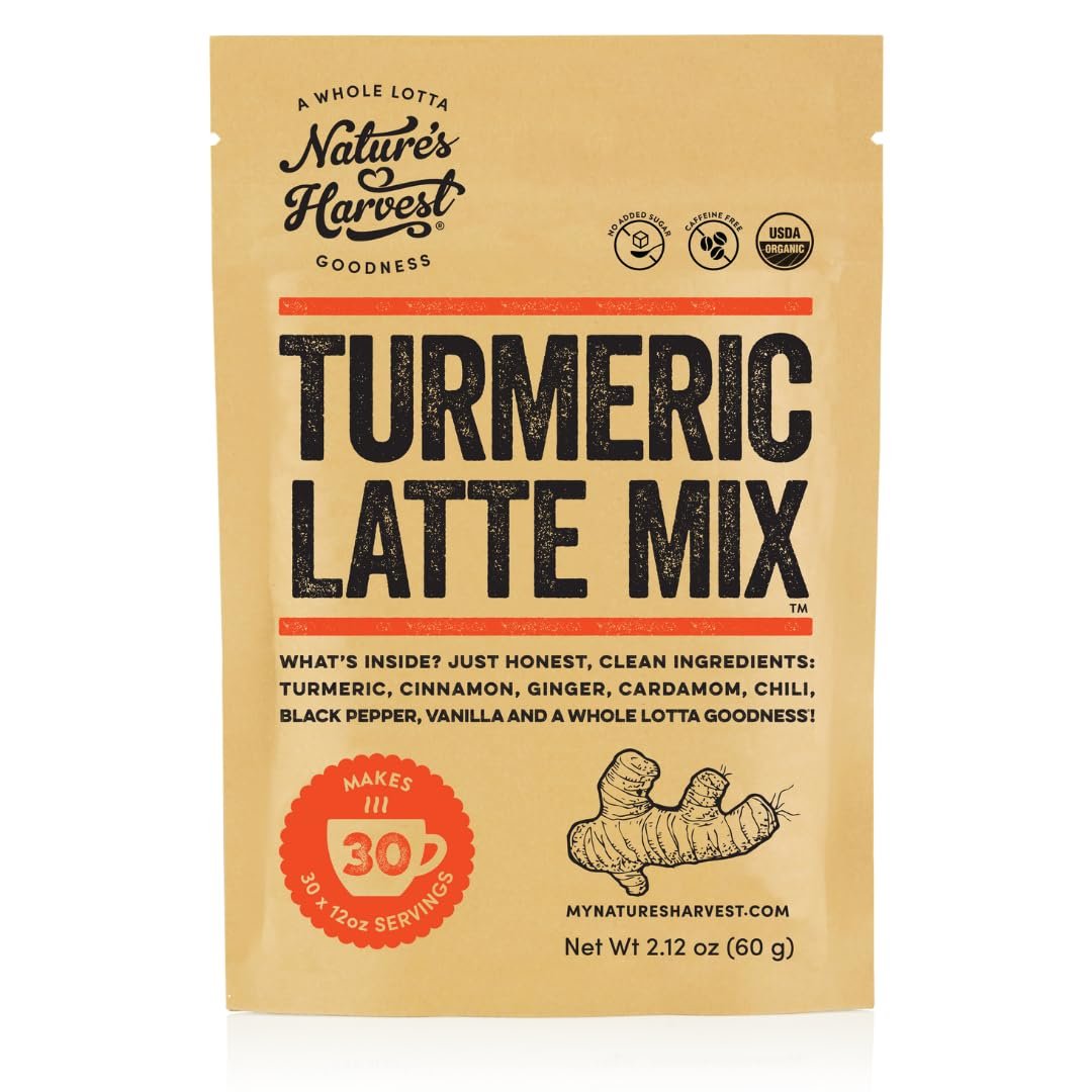Nature’s Harvest Turmeric Latte Mix – Golden Milk Powder, 30 Servings