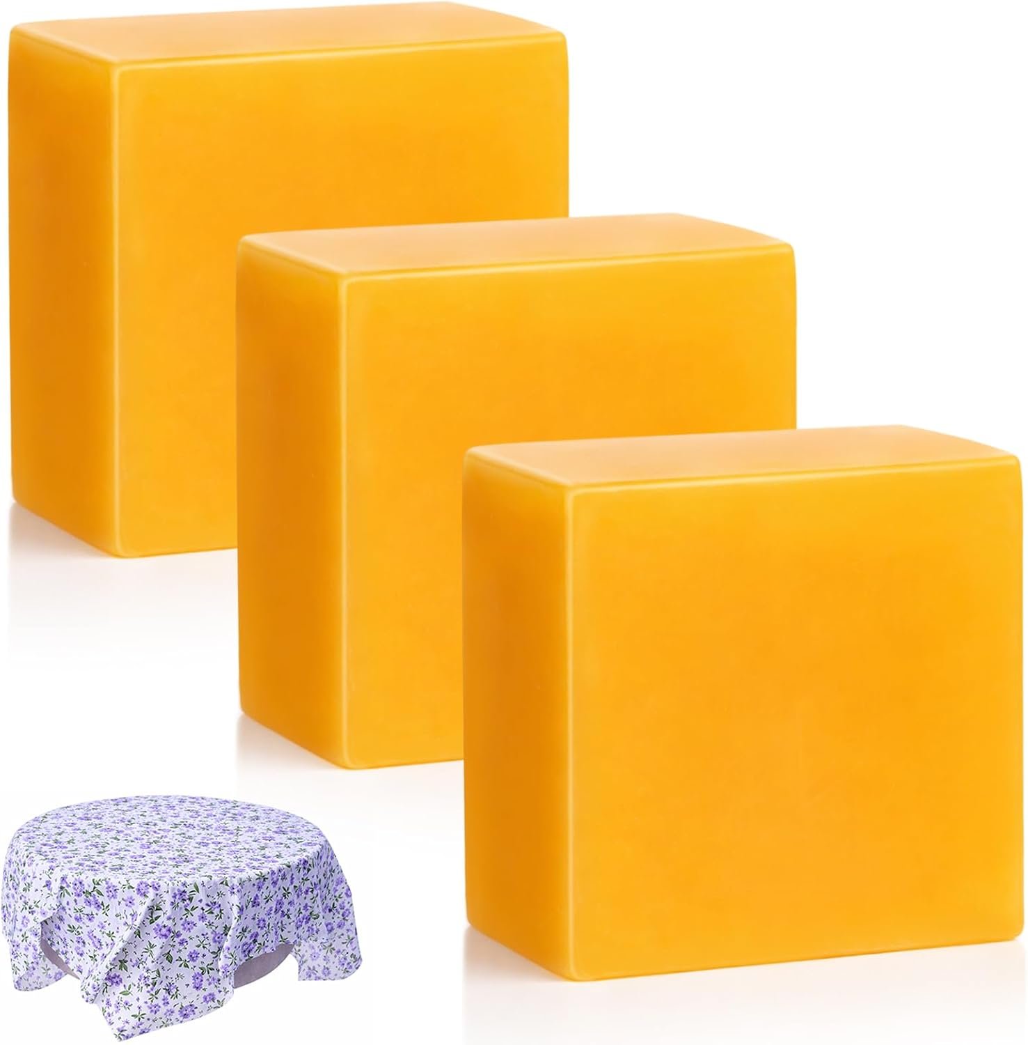 Conelist 3 Pcs Beeswax Block for DIY Beeswax Wrap Making Kit with Tree Resin, Coconut Oil Makes up to 20 Wraps Reusable Food Storage Wrap Beeswaxs for Homemade Food Wax Wraps Natural Ingredients, 150g