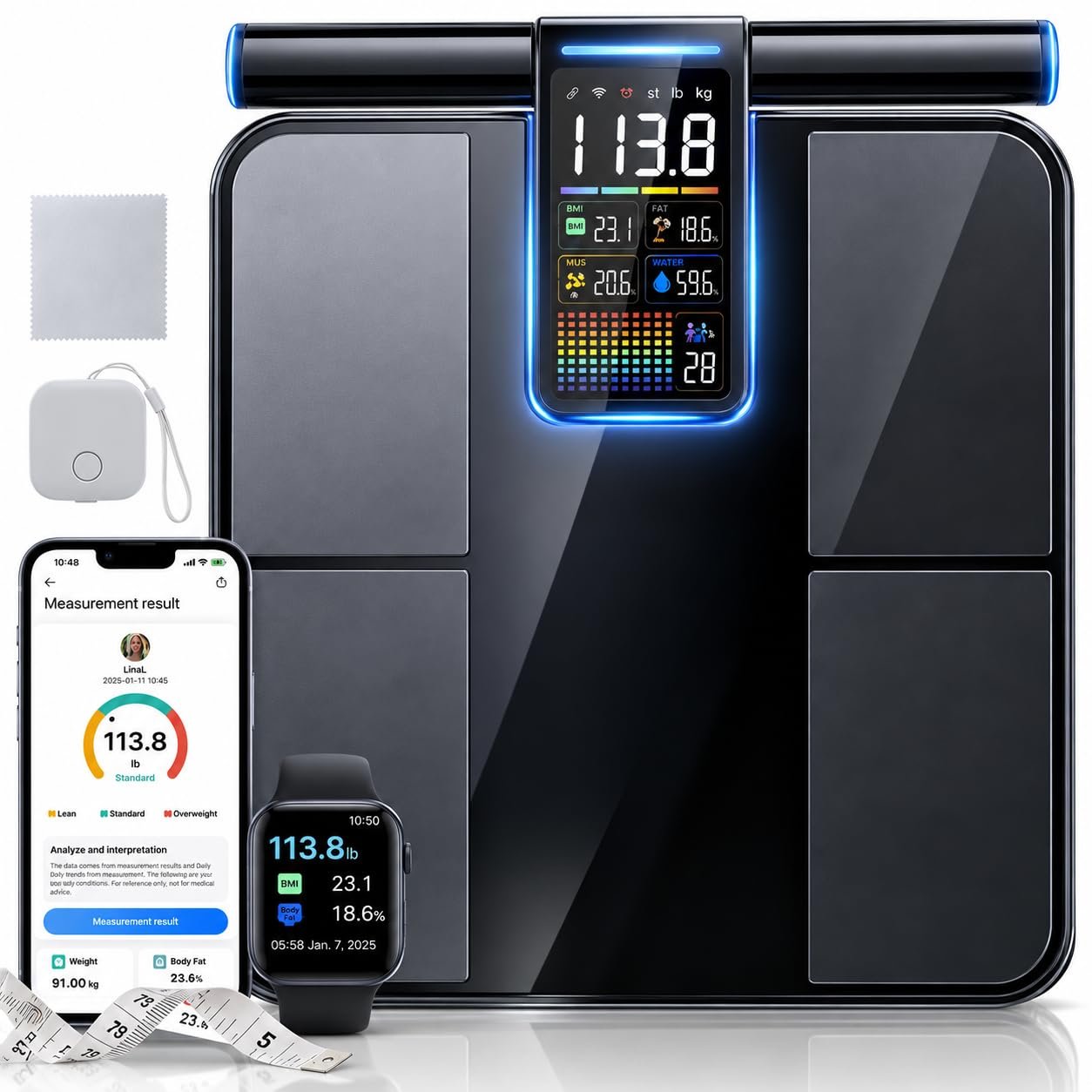 Smart Scale for Body Weight, 8-Electrode BIA for BMI Body Fat Muscle Mass