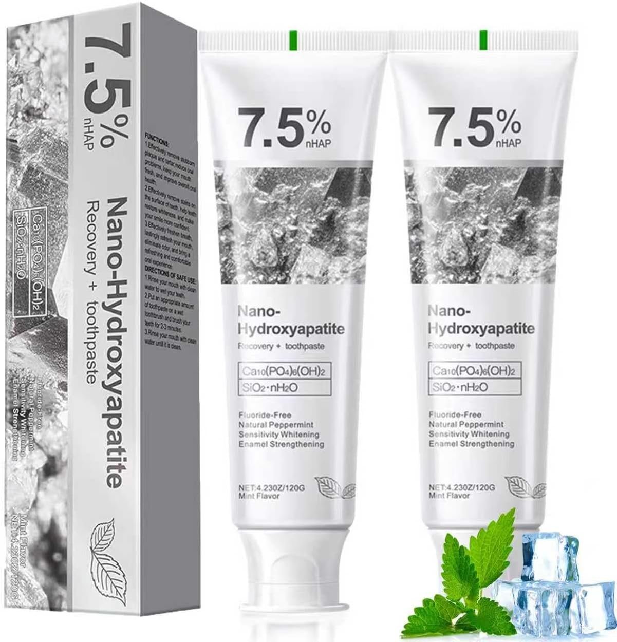 Hydroxyapatite Toothpastes for Enamel Protection and Tooth Strengthening, Gentle Mint, Safe for Sensitive Teeth, Daily Oral Care for Fresh Breath & Oral Health (2)