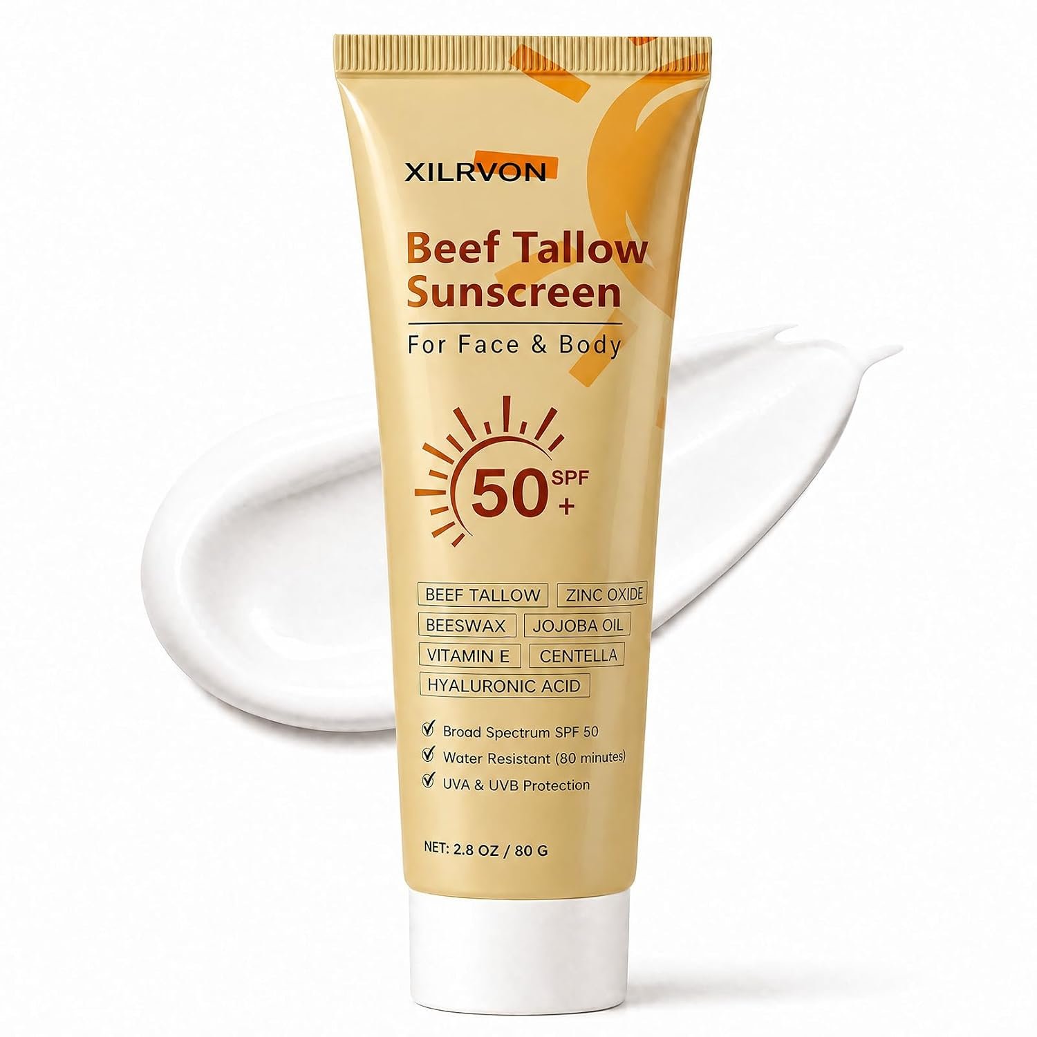 Beef Tallow Mineral Sunscreen SPF 50 with Non-Nano Zinc Oxide & Centella