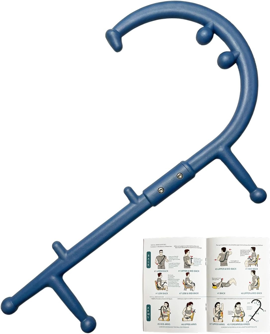 Trigger Point Massage Cane for Back, Neck & Shoulder Relief, Deep Tissue Self Massage Tool for Muscle Knots, Ergonomic Therapy Cane for Hard-to-Reach Spots, Lightweight Portable, FSA-HSA-Eligible
