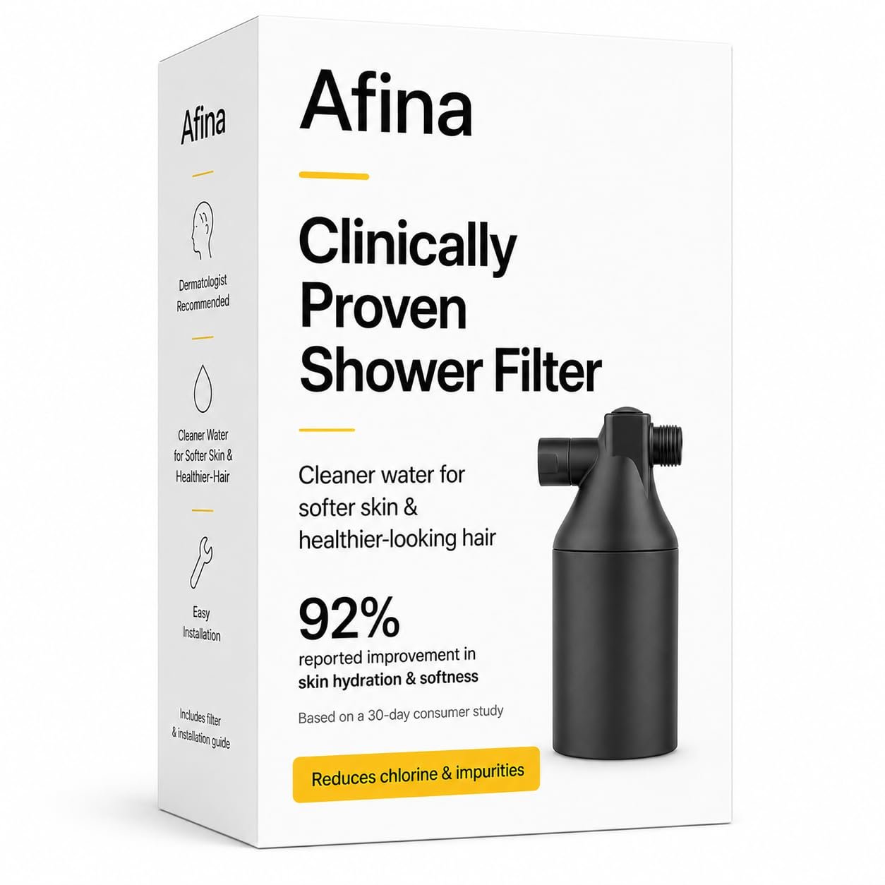Afina Black High Pressure Revitalizing Shower Filter – Filters Out Chlorine