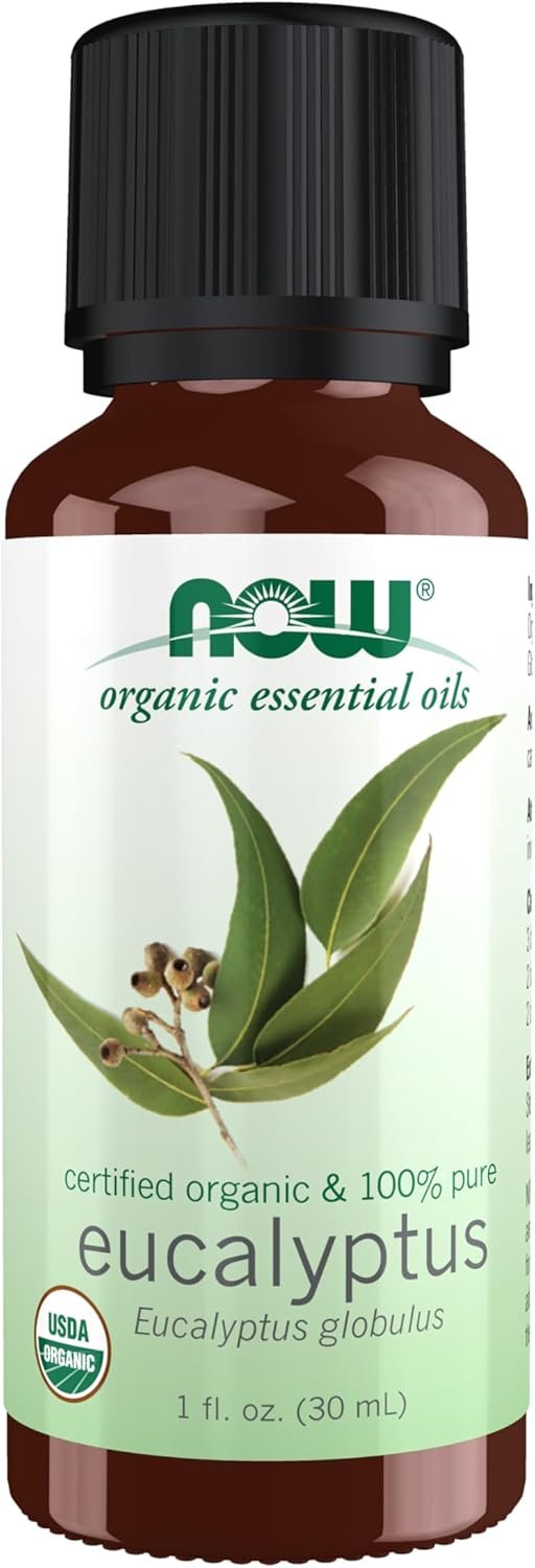 NOW Essential Oils, Organic Eucalyptus Globulus Oil, Steam Dist., 1 fl. oz