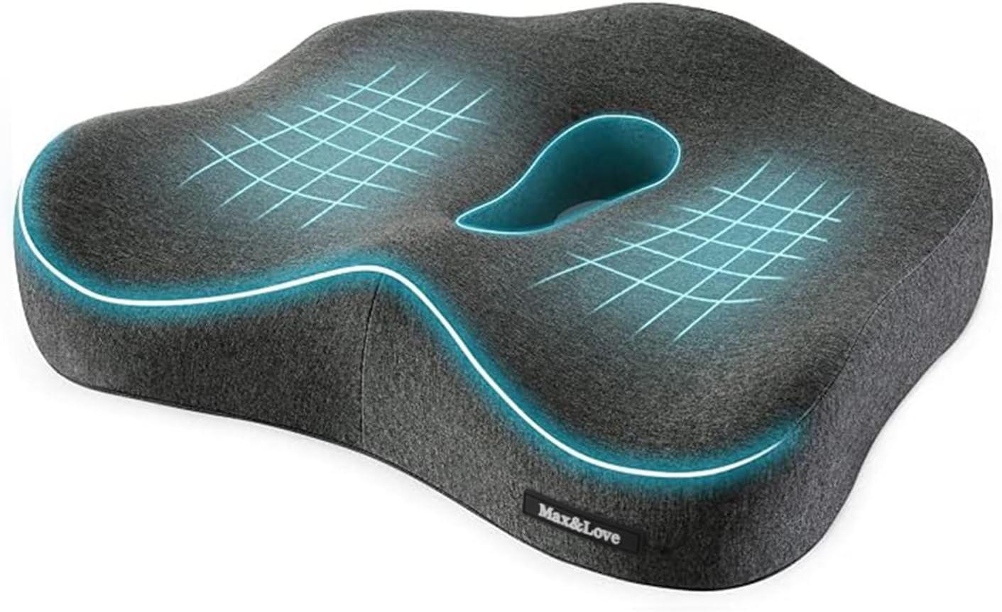 Memory Foam Seat Chair Cushion for Relieves Back Sciatica Pain Tailbone Pain Coccyx Degenerating Disc Orthopedic Osteoarthritis Prostate Cushion Low Back Pain Cushion Hip Shaping (Dark Gray)