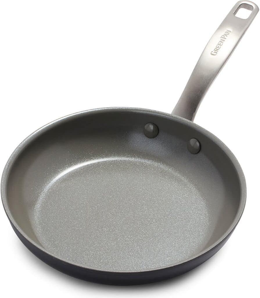 GreenPan Chatham Hard Anodized Healthy Ceramic Nonstick, 8″ Frying Pan Skillet, PFAS-Free, Dishwasher Safe, Oven Safe, Gray
