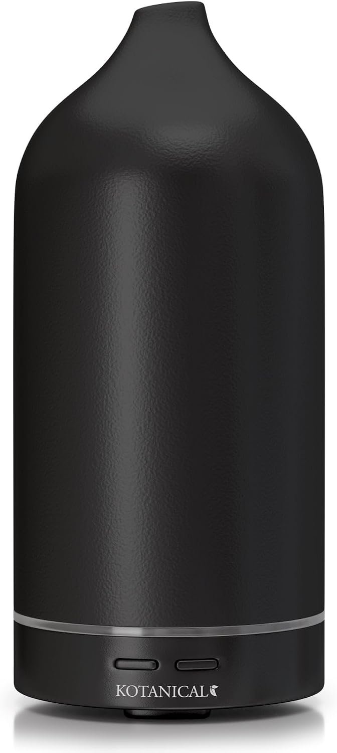Black Stone Essential Oil Diffuser – Ceramic Aromatherapy Diffuser with Ultrasonic Mist, LED Ambient Light & Auto Shut-Off for Home, Bedroom, Office