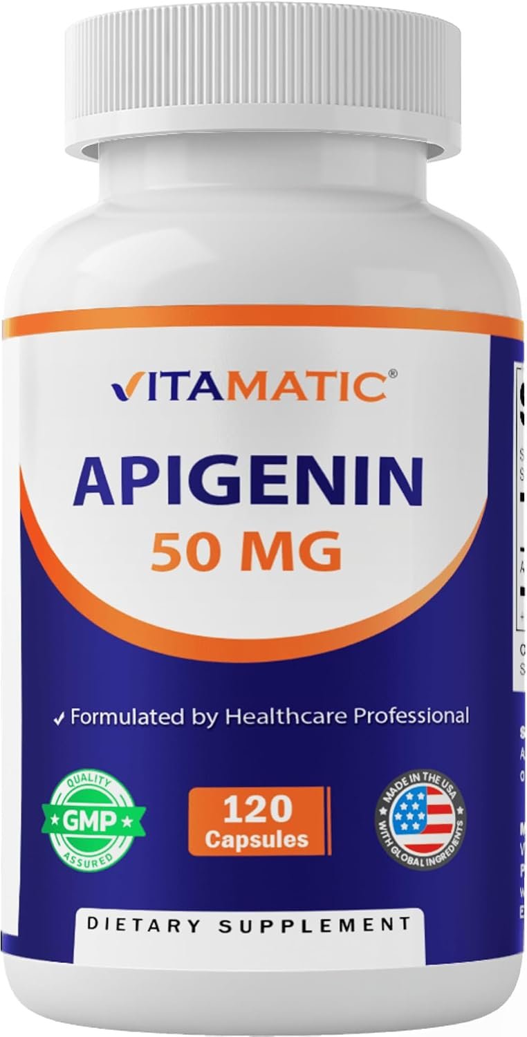 Vitamatic Apigenin 50 mg, 120 Capsules, Made in USA