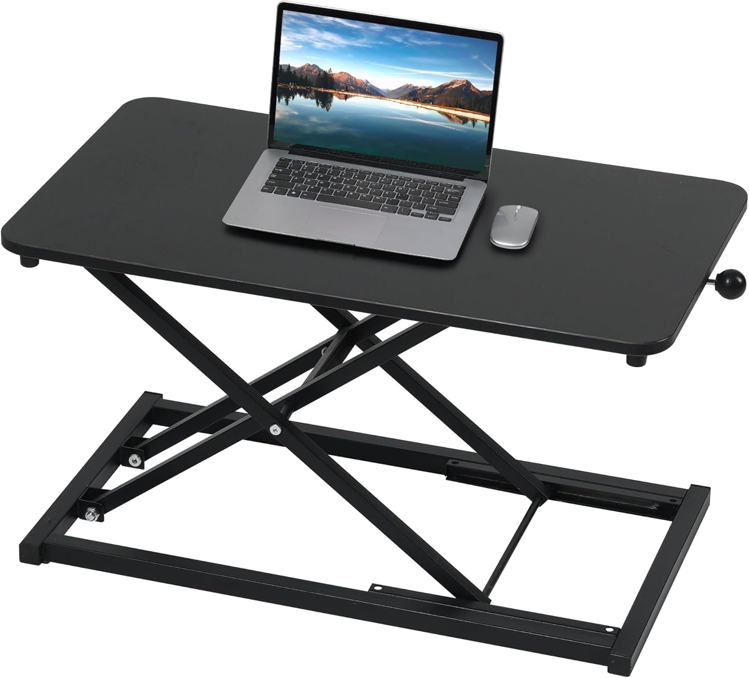 Height Adjustable Standing Desk Black Converter Keyboard Riser 23.6 Inch