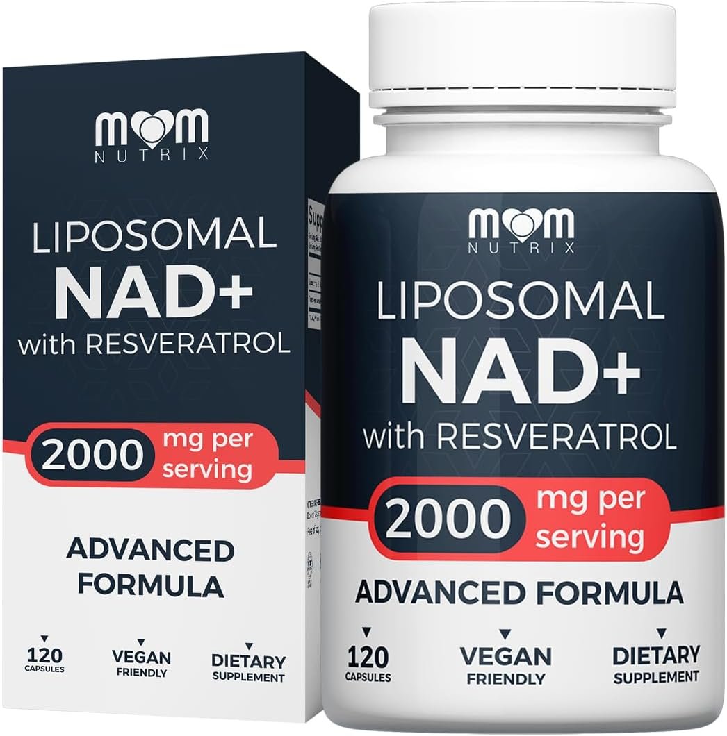MOM NUTRIX Liposomal NAD Supplement with Resveratrol – High Purity NAD Plus 2000 mg, 120 Capsules, Made in the USA – NMN Alternative
