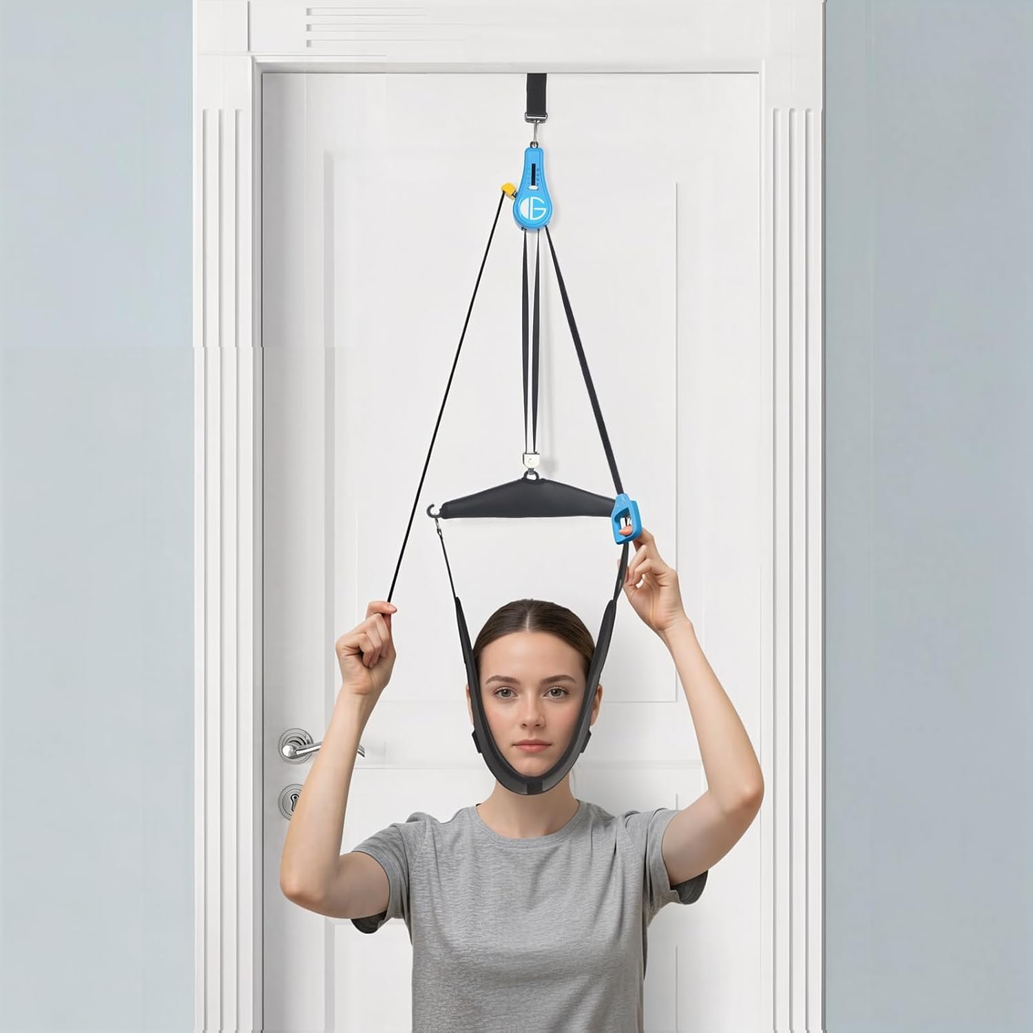glitz Upgraded Neck Stretcher & Cervical Traction Device with Ratchet System – 50-200N Adjustable Over-Door Traction for Pain Relief & Spinal Decompression, Force-Limited Easy-Release Cord (2026 Ed.)