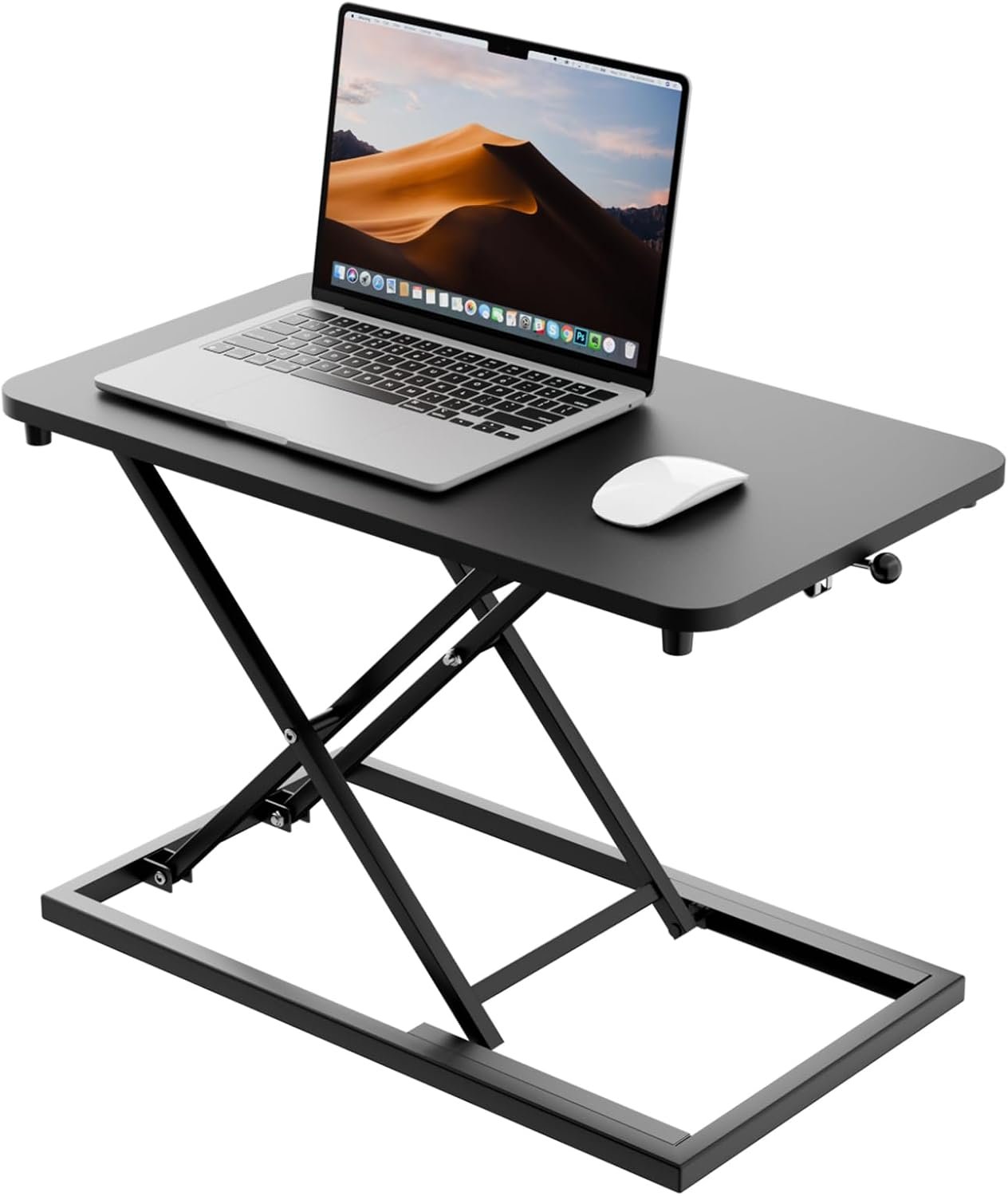 Standing Desk Converter Height Adjustable, Sit to Stand up Desk Riser Computer Workstation use in Laptop and Single Monitor Ergonomic Desktop Workstation for Home Office – Black