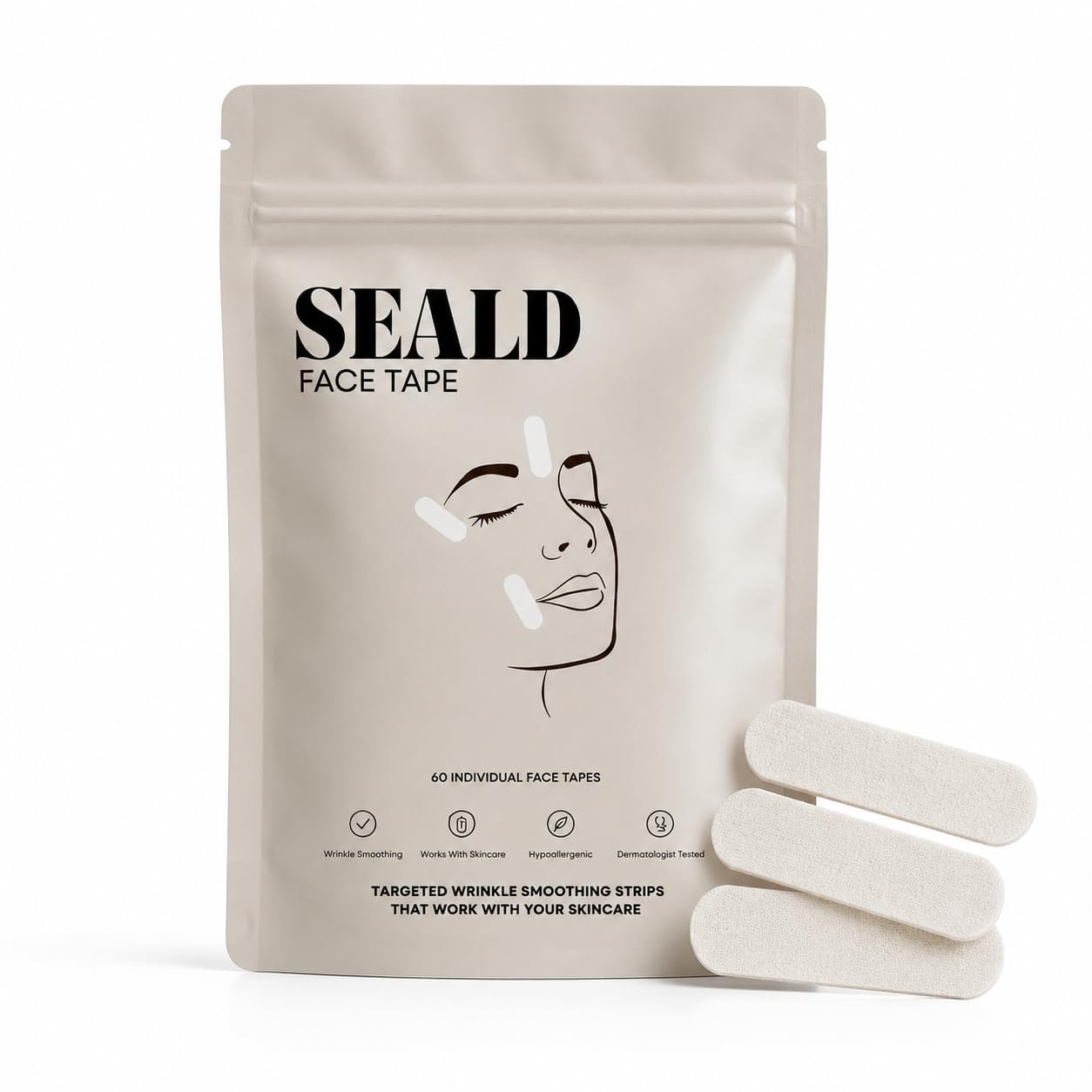 SEALD™ Face Tape Smoothing Strips For Wrinkle Smoothing, 60 strips