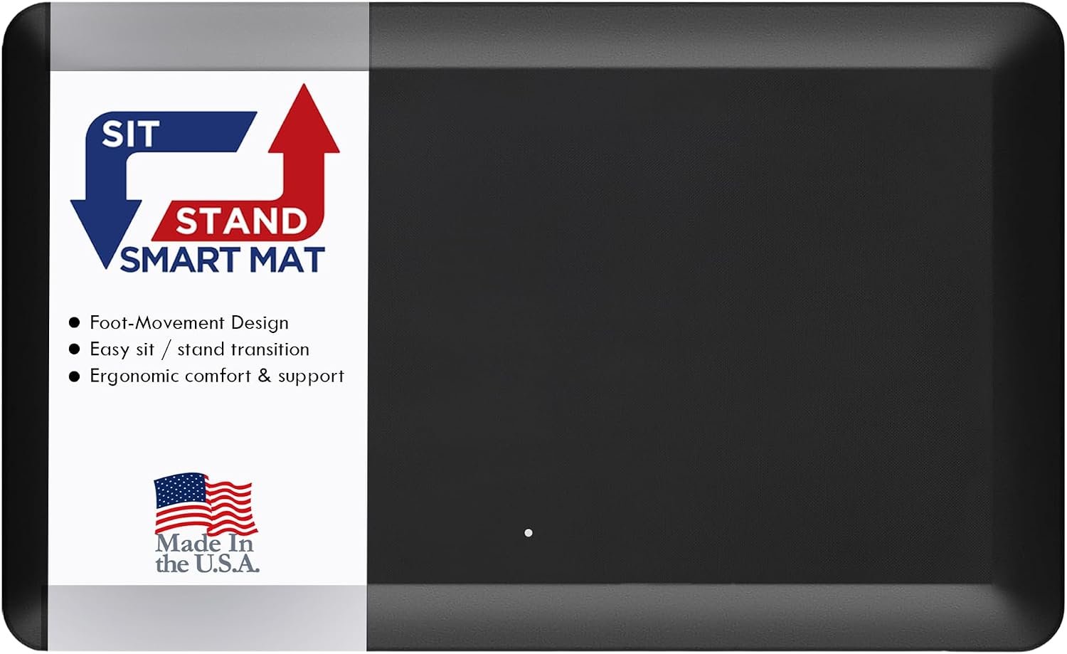 Patented One Foot Moveable Premium Ergonomic Anti-Fatigue Foam & Gel Mat for Adjustable-Height Office Desks, Kitchen Floors, and Home, Made in USA, Charcoal Black for Hard Surfaces