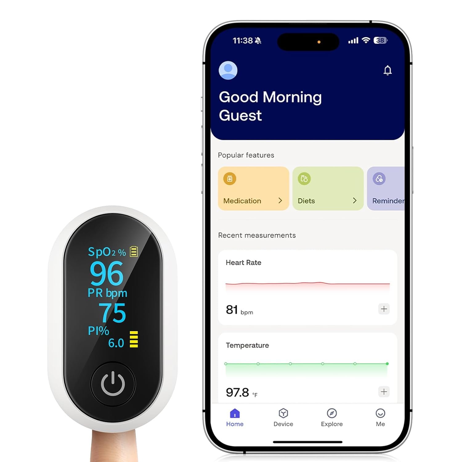 Bluetooth Pulse Oximeter Fingertip