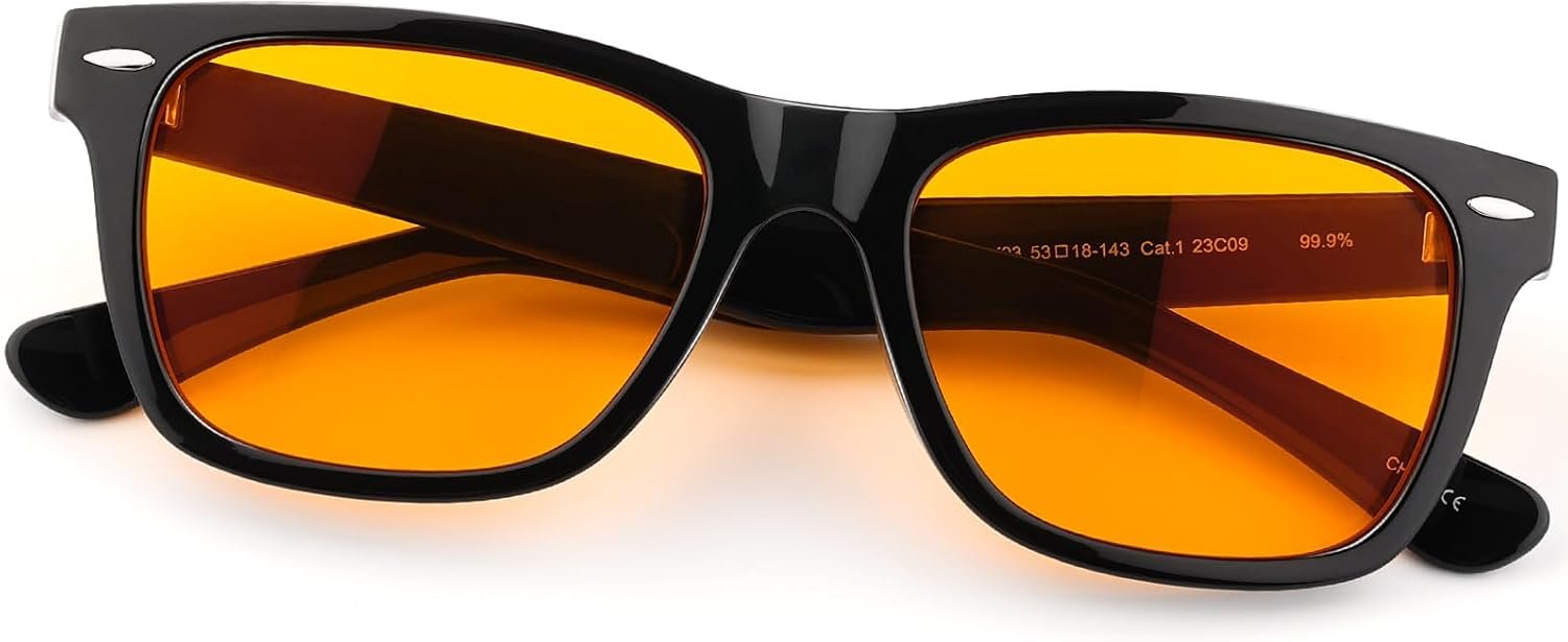 ViewJoy Sleep Glasses 99.9% Blue Light Glasses Dual AR Coatings Amber Orange Lens for Computer Gaming Reduce Eyestrain