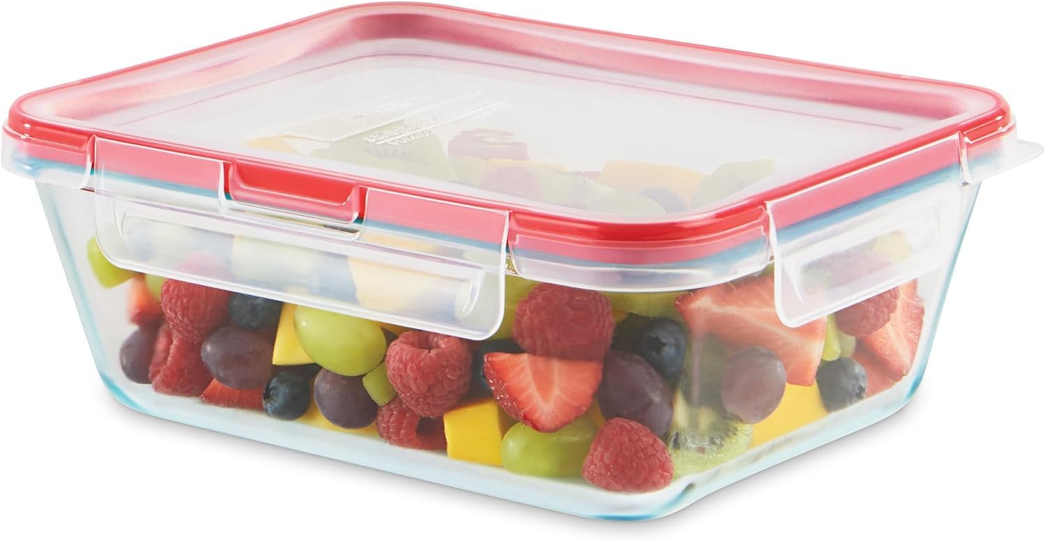 Pyrex Freshlock 8 Cup Glass Food Storage Container, Airtight Locking Lid