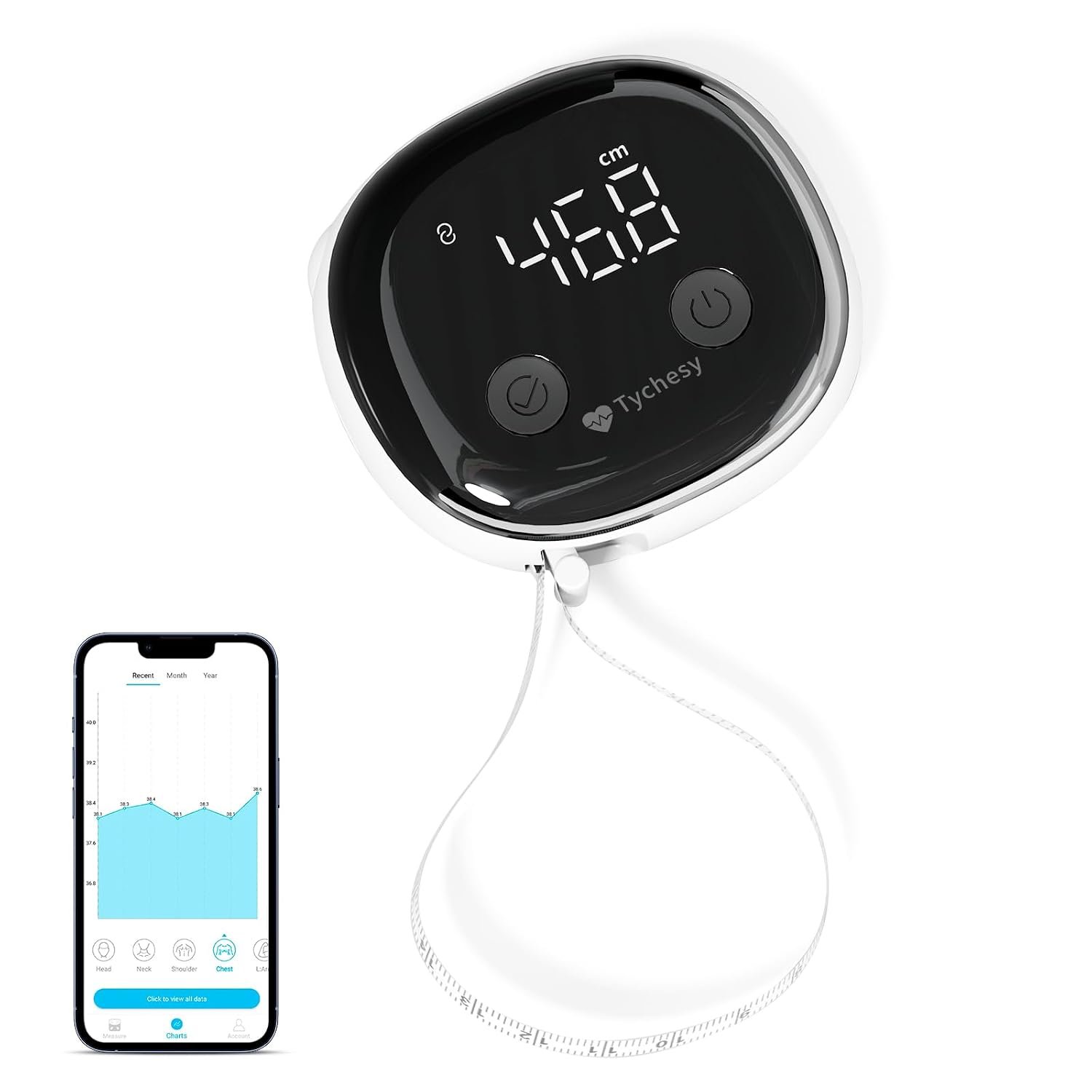 Body Measuring Tape, Bluetooth Digital Tape Measure with LED, USB-C