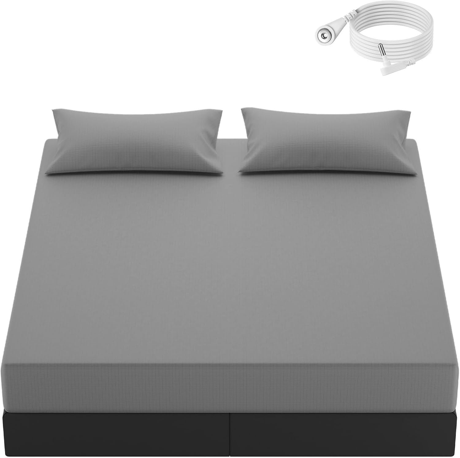 Grounding Sheets Silver Fiber and Cotton, Fitted Grounded Sheet with Grounding Cord, Earth Bedding for Sleeping Gray Color King Size LSJLDFJLK