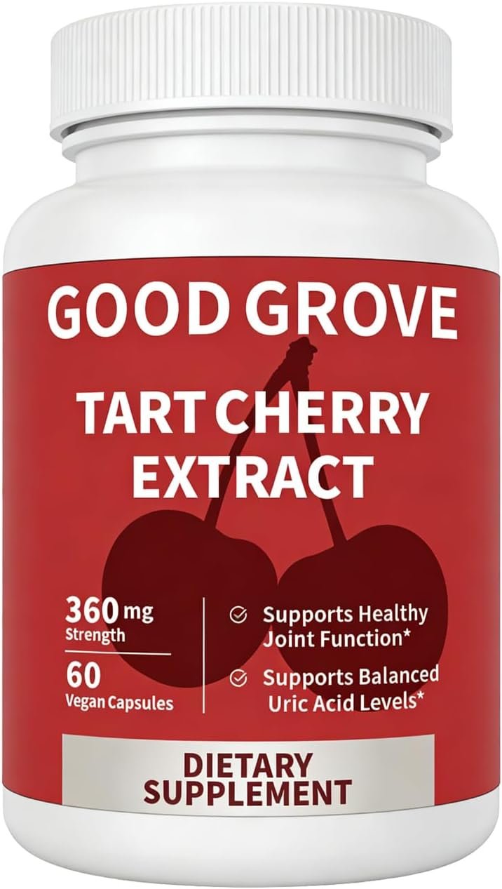 Tart Cherry Extract Capsules, Tart Cherry Extract Supplement, Cold Pressed 10:1 Extract, 60 Capsules (1 PC)