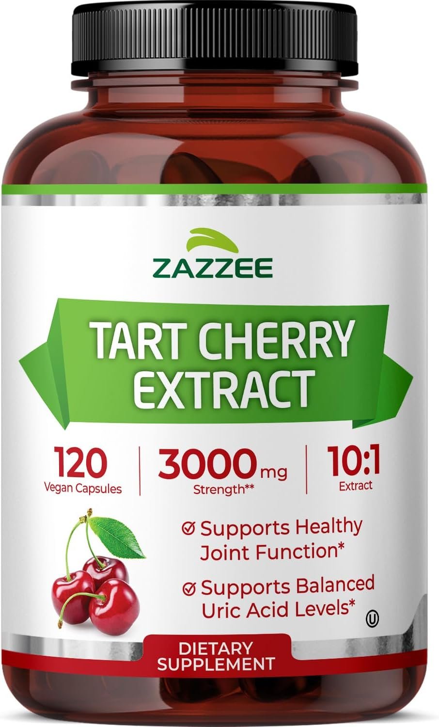 Zazzee Tart Cherry 10:1 Extract, 120 Vegan Capsules, 4 Month Supply