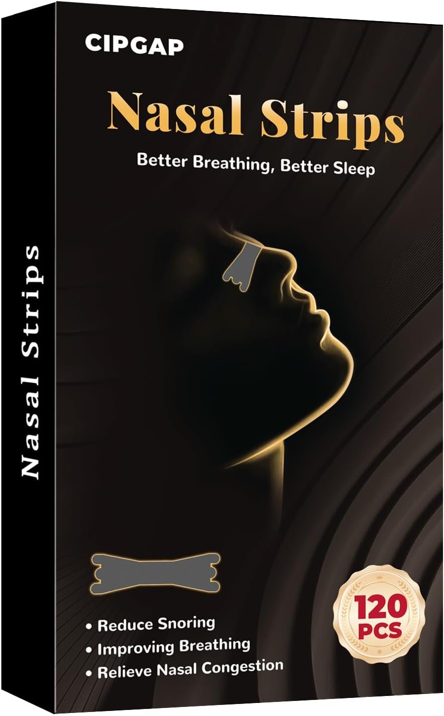 120Pcs Nasal Strips for Snoring, Extra Strength Nose Strips Breathing, Nose Tape for Sports and Sleep, Anti Snoring Strips Help Stop Snoring and Nasal Congestion Relief (Black, Standard)