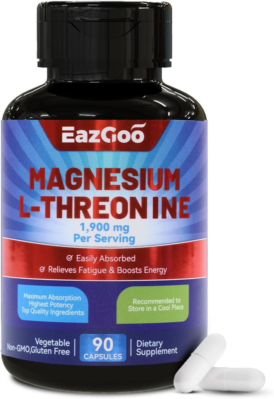 Magnesium L-Threonine 1900mg Supplement Mineral Magnesium 90 Counts