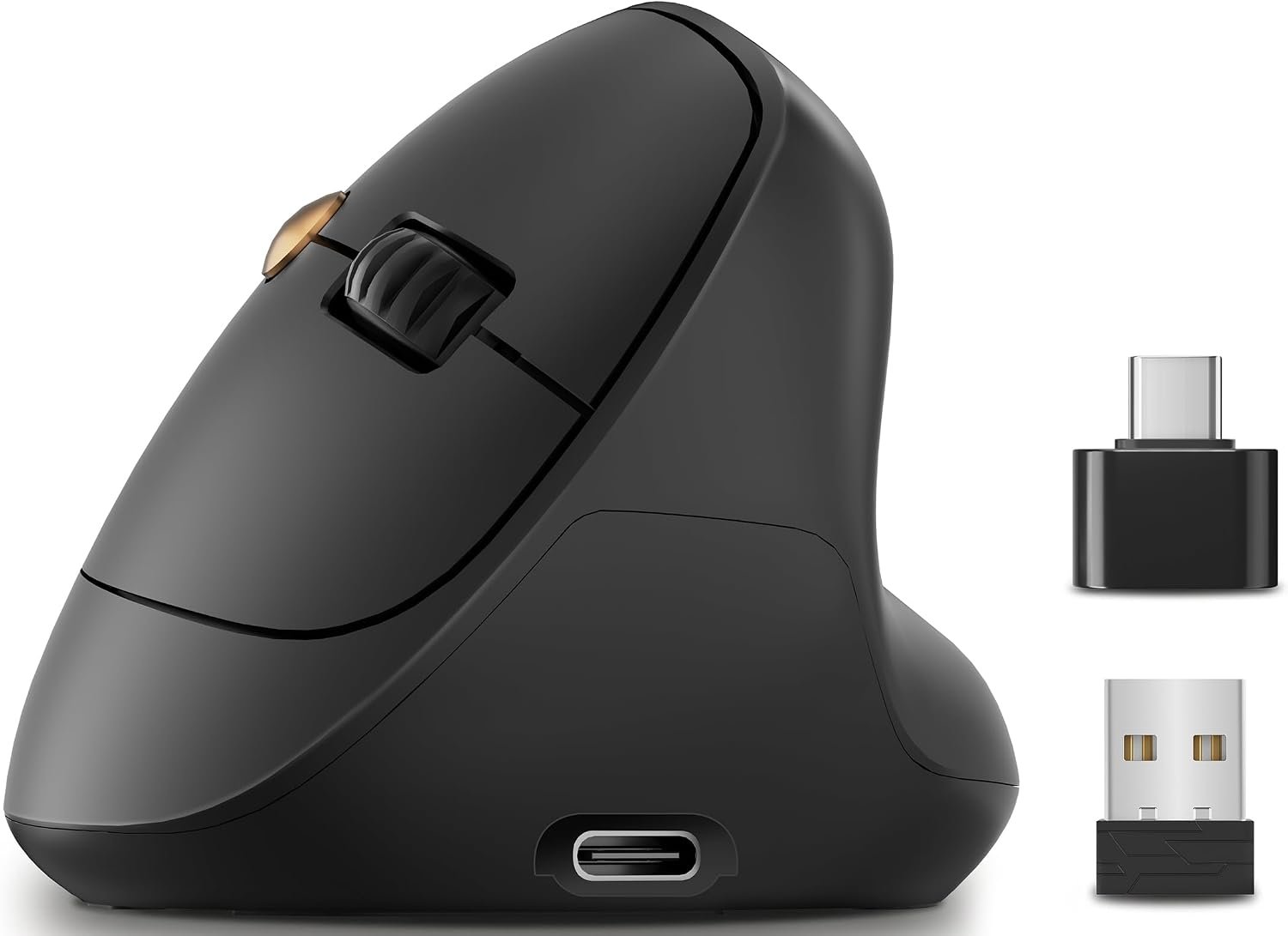 Ergonomic Vertical Wireless Mouse, 57°, Small/Medium Hands, Black