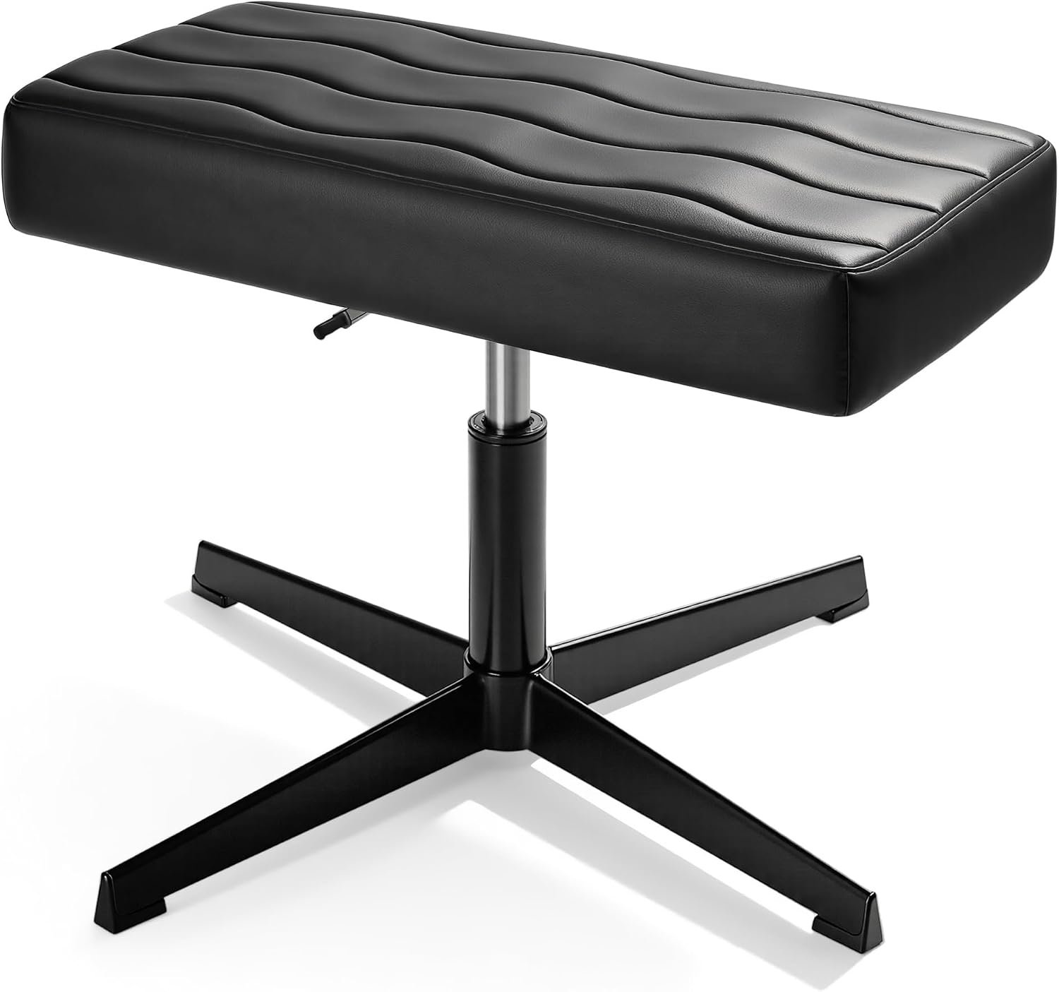VECELO Under Desk Footrest, PU Ergonomic Foot Rest with Comfort Padding, Height Adjustable for Relieving Leg Pain, Stiffness, and etc, Black