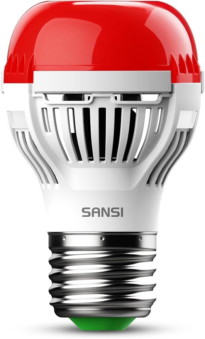 SANSI Red Light Bulb for Sleep, 670nm Zero Blue Light, 6W A15 E26