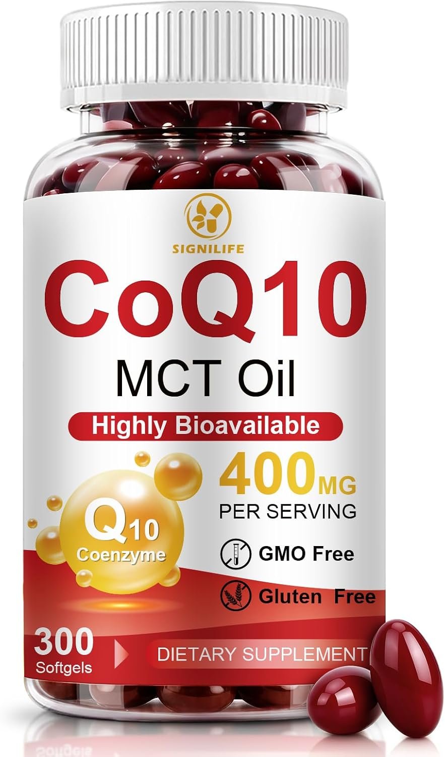 CoQ10 400mg Per Serving, 300 Softgels Extra Strength with MCT Oil
