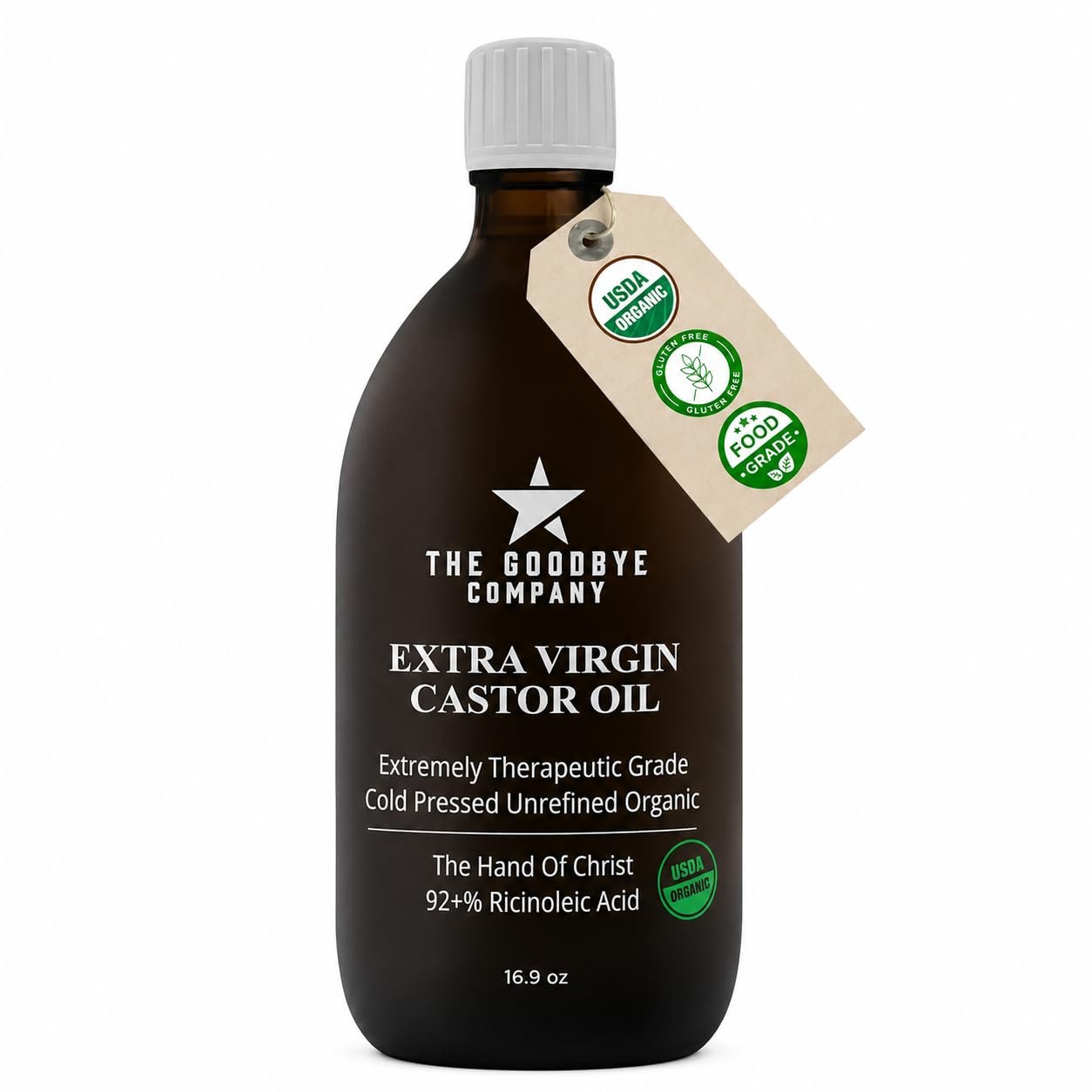 GoodBye Company USDA Organic Cold-Pressed Castor Oil, 16.9 oz Bottle