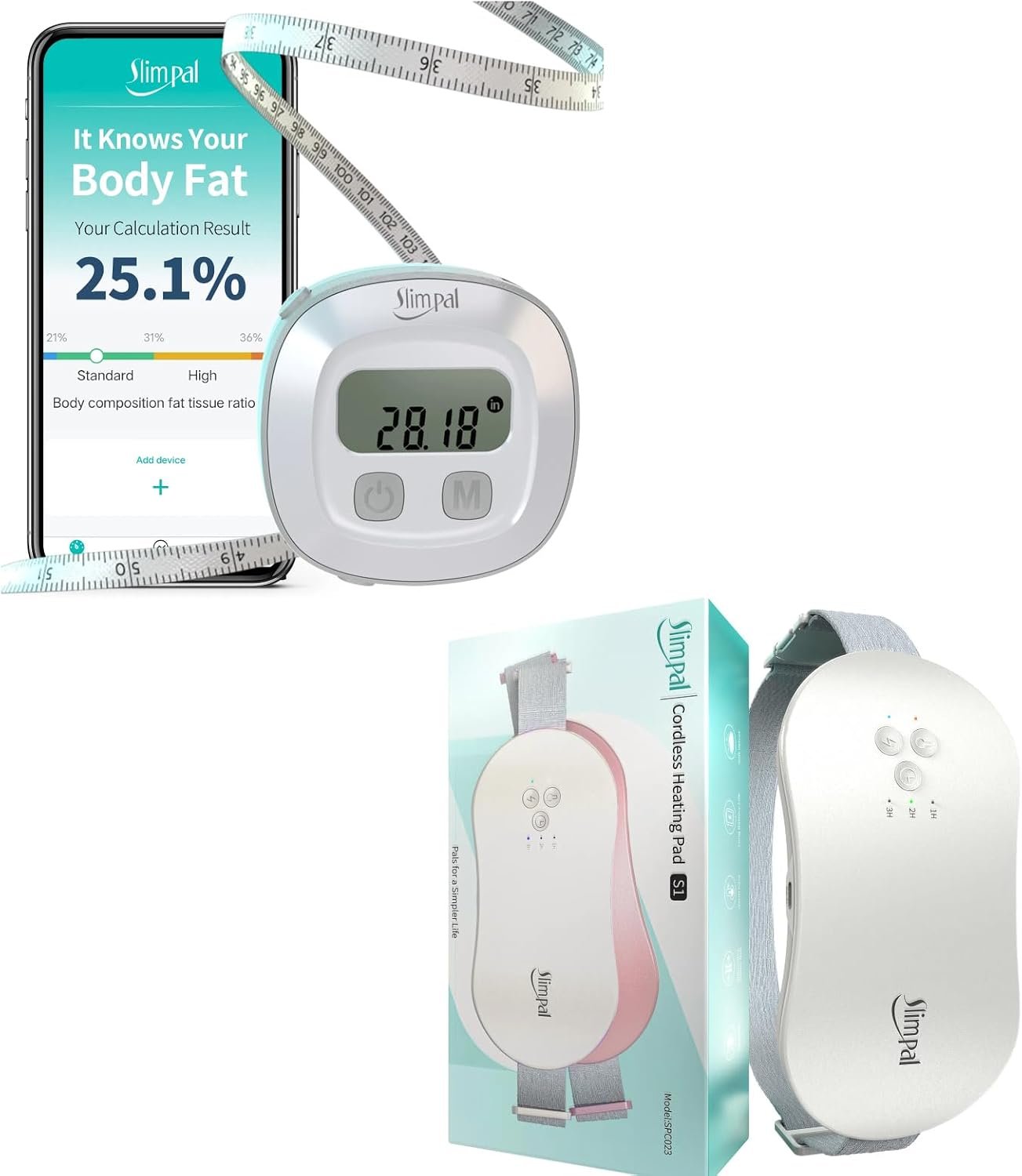 (FSA HSA Eligible) Slimpal Smart Body Tape Measure and Portable Heat Pad for Menstrual Cramp Relief