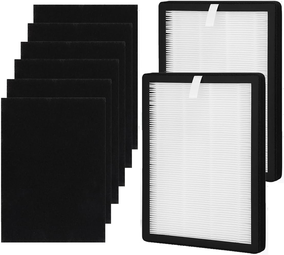 ProHEPA 9000 Replacement Filters for VEVA ProHEPA 9000 Air Purifier – 2 Pack Premium H13 True HEPA Filters + 6 Pack Activated Carbon Pre-Filters